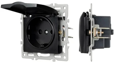 Механизм розетки влагозащищённый SCT-MCP-PL-BK (250V, 16A) (Arlight) 043746