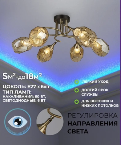 Потолочная люстра Wedo Light Elivera 66740.01.37.06