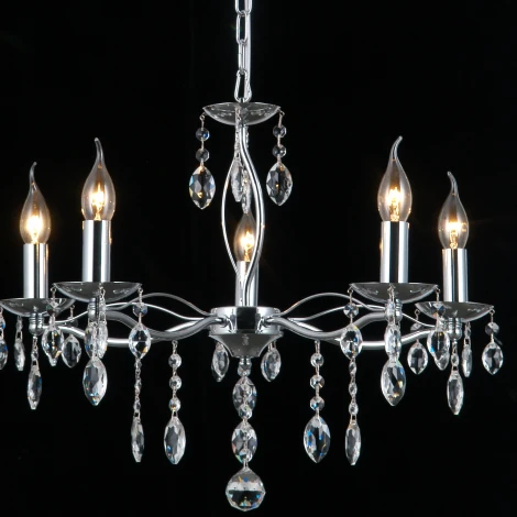 Подвесная люстра ILLUMICO IL0266-5PSQ-24 CR CASTOR (220V, на цепи, подсвечник, свеча)