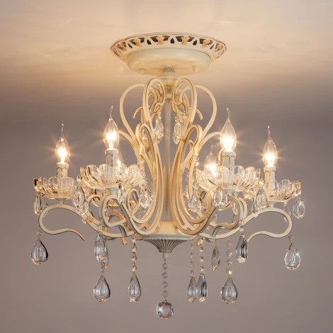 Потолочная люстра Eurosvet 12205 12205/6 белый (хрусталь Strotskis, подсвечник, свеча)