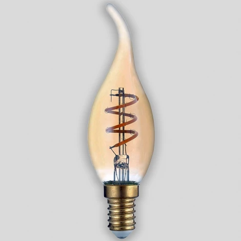 Лампочка светодиодная филаментная свеча на ветру прозрачная/бежевая E14 5W Hiper Flexible HL-2209