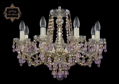 Подвесная люстра Art Classic 11.24 11.24.8.200.Gd.V7010.R777 (220V, хрусталь, на цепи, подсвечник, свеча)