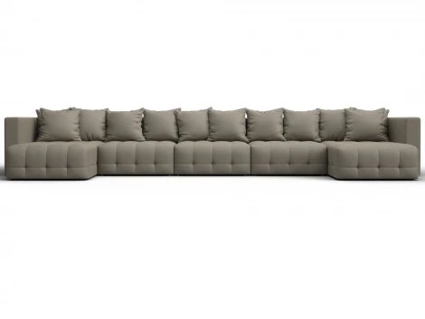 Диван П-образный Лига-052 НПБ МегаЛонг (ЛДСП,Брус,Фанера/Пластик/Экокожа/Бежевый) Лига Диванов 129922