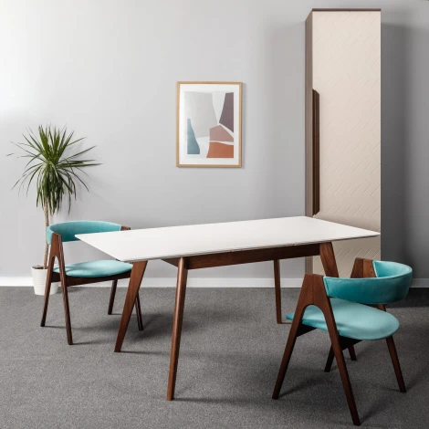 Стол R-Home Лунд раскладной 140-180 ОРЕХ-Белый