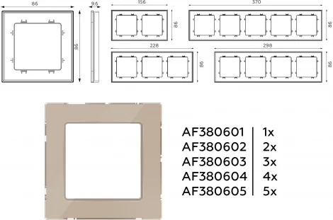 Рамка Ambrella Volt ALFA Platos (Серо-бежевый Стекло закаленное натуральное) 3-ая AF380603