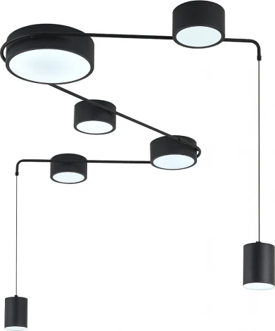 Потолочный светильник круглый (14028/7С Black) Indigo Modulo V000160L (регулировка яркости, LED, 220V, пульт управления)