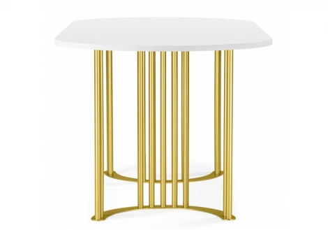 Кухонный стол Notta Хьюго О 200 х 90 белая шагрень пленка / золотые ноги