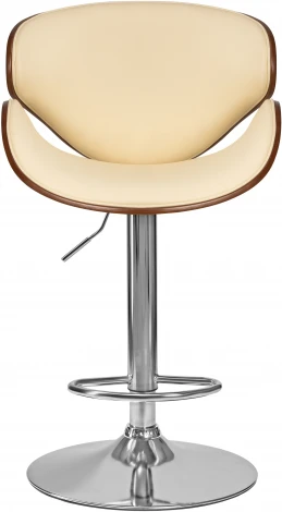 Стул барный DOBRIN KARTER (коричневое дерево, кремовый) 4905-LMZ KARTER, цвет сиденья кремовый, каркаса коричневое основания хром