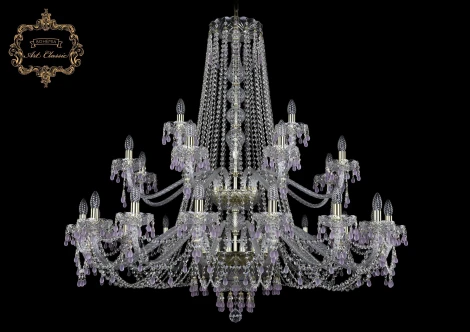 Подвесная большая люстра Art Classic 11.24 11.24.16+8+4.460.2d.Br.V7010 (220V, хрусталь, на цепи, подсвечник, свеча)