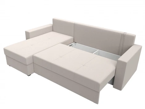 Диван угловой Верона Лайт левый угол (ДСП,ЛДСП/Пластик/Замша/Бежевый) Лига Диванов 127863L