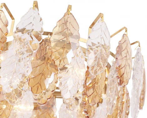 Подвесная люстра Crystal Lux TREVI SP6 BRASS (220V, хрусталь, на цепи, листья)