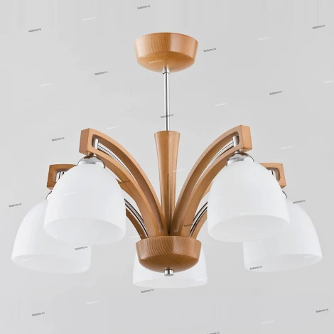 Люстра потолочная Alfa Magnat, 5 плафонов, хром с коричневым, белый