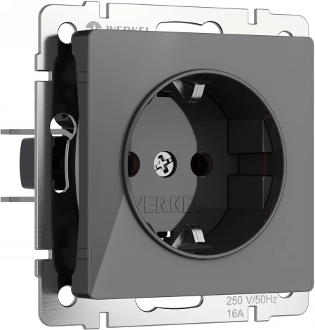 Розетка с заземлением и шторками (графит акрил) Werkel W1171144 (a064091)