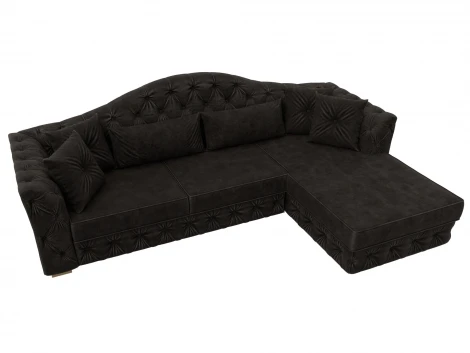 Диван угловой Артис правый угол (Брус,Рейка/Пластик/Велюр/Коричневый) Лига Диванов 128028