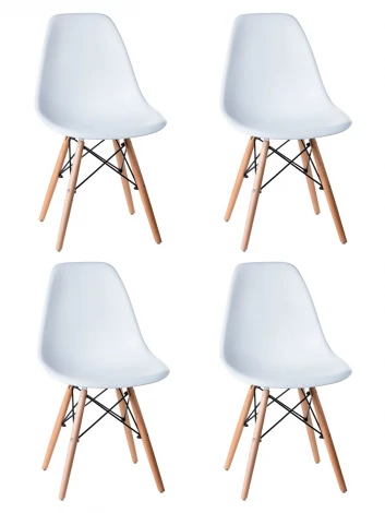 Набор 4 шт Стул обеденный DOBRIN DSW (ножки светлый бук, цвет белый (W-02))