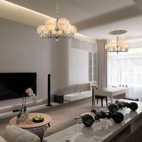 Подвесная люстра большая Lumien Hall Малье LH1053/15H-NK-WT