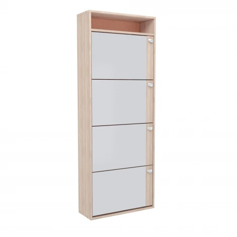 Обувница Leset Эдит 4S (ЛДСП,ПВХ,Зеркало/Дуб сонома) арт.2500000205095