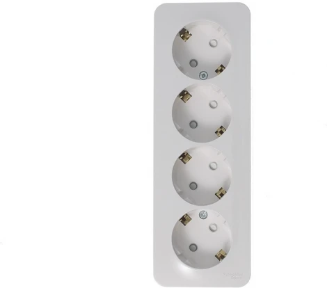 Розетка накладная четверная с заземлением и шторками (белый) Systeme Electric Blanca BLNRA011411