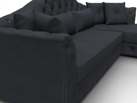 Диван угловой Артис правый угол (Брус,Рейка,Замша/Темно-серый) Лига Диванов 128038