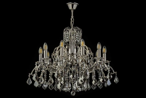 Подвесная люстра Dio D`arte Alessandria Nickel Alessandria E 1.1.10.601 N (220V, хрусталь, подвески, на цепи, подсвечник, свеча)