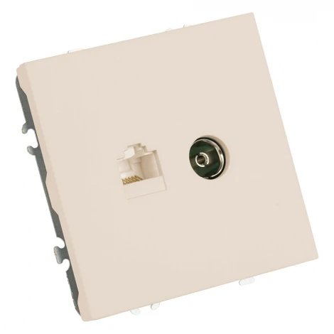 ТВ-розетка и Ethernet RJ-45 (кашемир, soft touch) Stekker Эмили 49898