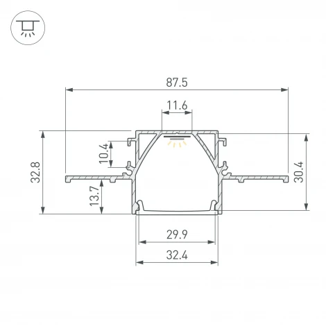 Профиль LINIA32-FANTOM-MID-2000 ANOD (Arlight, Алюминий) 058472