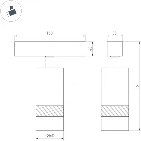 Трековый светильник магнитный MAG-SPOT-ZOOM-45-R60-15W Warm3000 (BK, 15-50 deg, 24V) (Arlight, IP20 Металл) 049937 (LED)