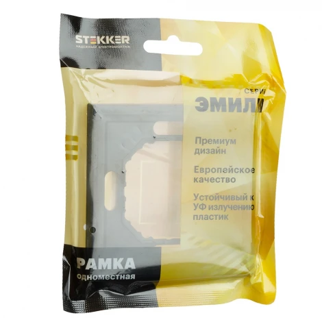 Рамка на 1 пост (черный уголь, soft touch) Stekker Эмили 49858