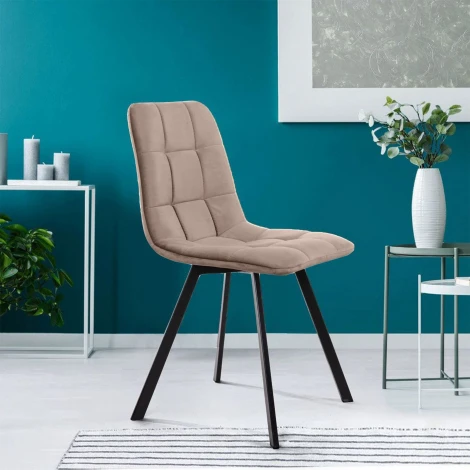 Стул UNO, бархат пепельно-бежевый 25/ чёрный профиль Top Concept UNO 78532