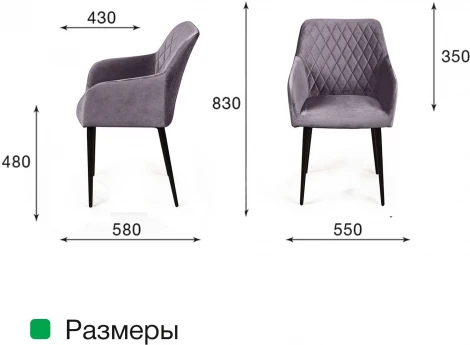 Стул с подлокотниками Robert, бархат серый 27 Top Concept (7814)