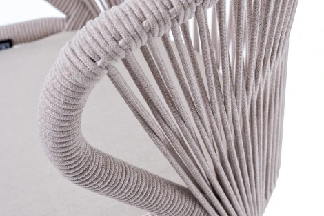 "Милан" стул плетеный из роупа, каркас алюминий (RAL1001), роуп бежевый круглый, ткань бежевая 4SIS арт.УТ-00004797