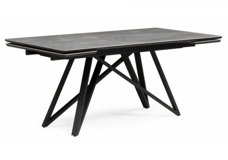 Кухонный стол Notta Вилсон 140(200)х80 серый мрамор larka grey / черный