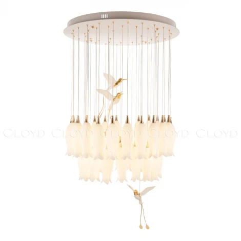 Подвесная люстра ярусная каскадная (цветы, птички) Cloyd Argana 11237 (220V, на проводе, цветы, птички)