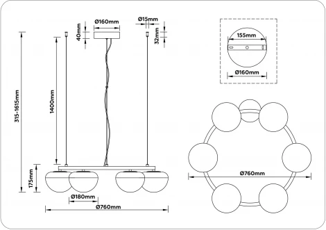 Подвесной светодиодный светильник Ambrella High Light LH12003 (220V, на тросе)