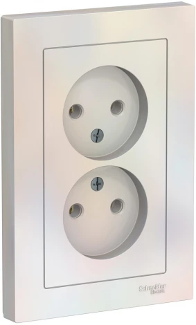 Розетка встраиваемая двойная без заземления (жемчужный) Systeme Electric AtlasDesign ATN000420
