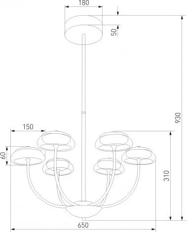 Потолочная люстра на штанге Eurosvet Fungo 50388 LED черный (220V)