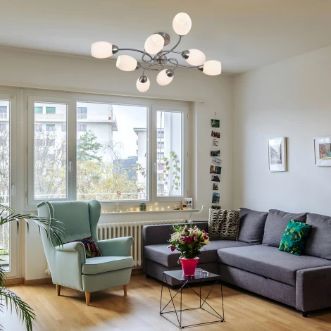 Потолочная люстра на штанге 150007/8R E27*60W Satin nickel Escada Argo ES0000067