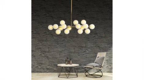 Потолочная люстра на штанге Lumina Deco Marsiada LDP 6033-16 GD (220V, шарики, молекулы)