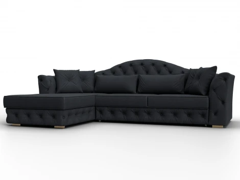 Диван угловой Артис левый угол (Брус,Рейка,Замша/Темно-серый) Лига Диванов 128038L