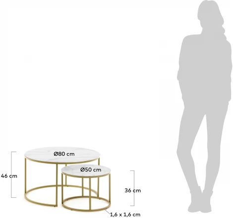 Журнальный стол La Forma (ex Julia Grup) Leonor (Золотой,Белый/ Сталь,Стекло)
