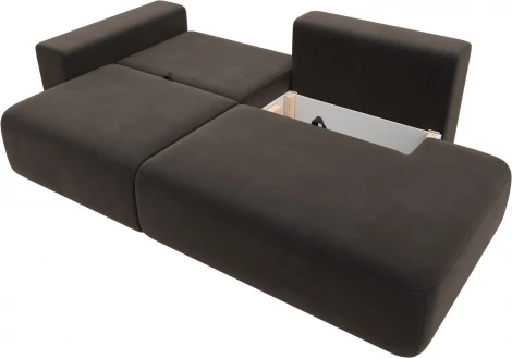 Диван прямой Лига-036 НПБ Модерн подлокотник слева (Коричневый/Велюр) Лига Диванов арт.121343L