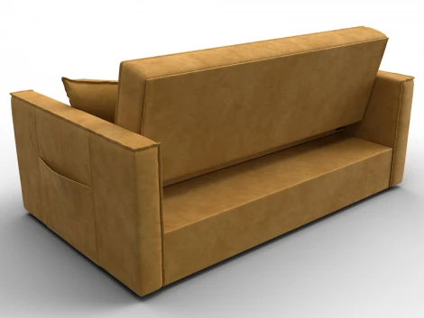 Диван прямой Лига-104 (140) (ЛДСП,Брус,Фанера,Велюр/Желтый) Лига Диванов 134863