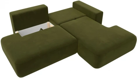 Диван угловой Лига-036 НПБ Модерн правый угол (Зеленый/Микровельвет) Лига Диванов арт.121402