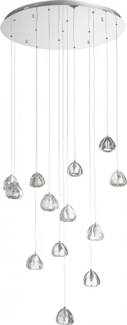 Подвесной светильник ST Luce Waterfall SL6017.101.13 Хром/Прозрачный с пузырьками воздуха LED 13*3W (220V, на проводе)