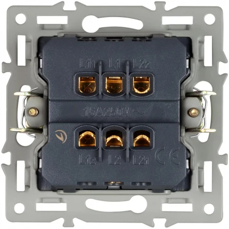 Механизм выключателя двухклавишный проходной SWT-MKP2-PL-GR (250V, 16A) (Arlight) 043729