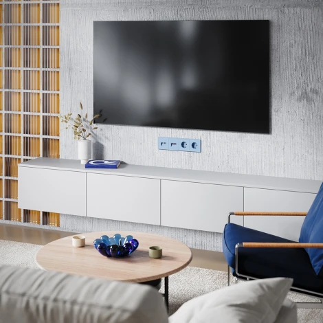 Накладка для розетки TV+RJ45 кат. 6 (деним) Voltum S70 VLS002715