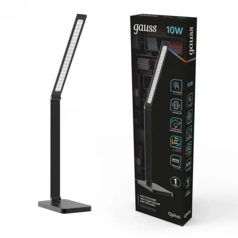 Офисная настольная лампа с беспроводным ЗУ складываемая Gauss Qplus GT5012 (LED, 220V, диммер, сенсорный выключатель)
