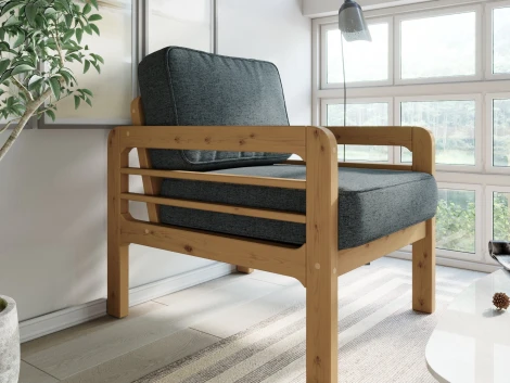 Кресло Arsko Бергер сосна рогожка черная