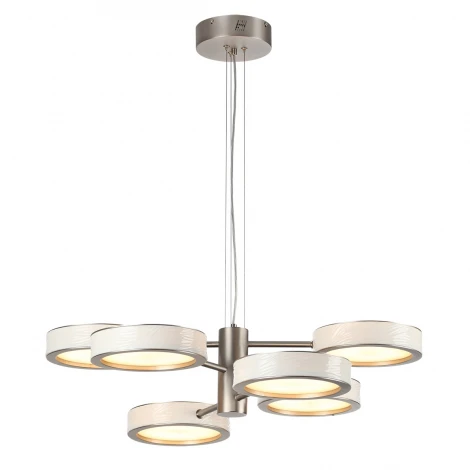 Подвесна люстра светодиодная Odeon Light Riviera 5451/99L белый/никель/металл/керамика/акрил LED 99W 2000К/3000K/4000K