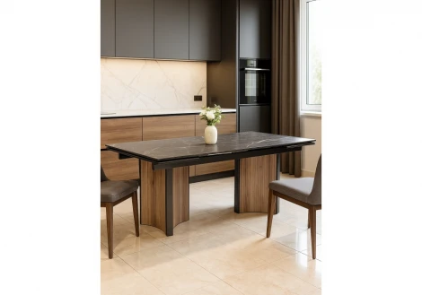 Кухонный стол Woodville Саливан 180x90 nero marquina / дуб бомонд лофт